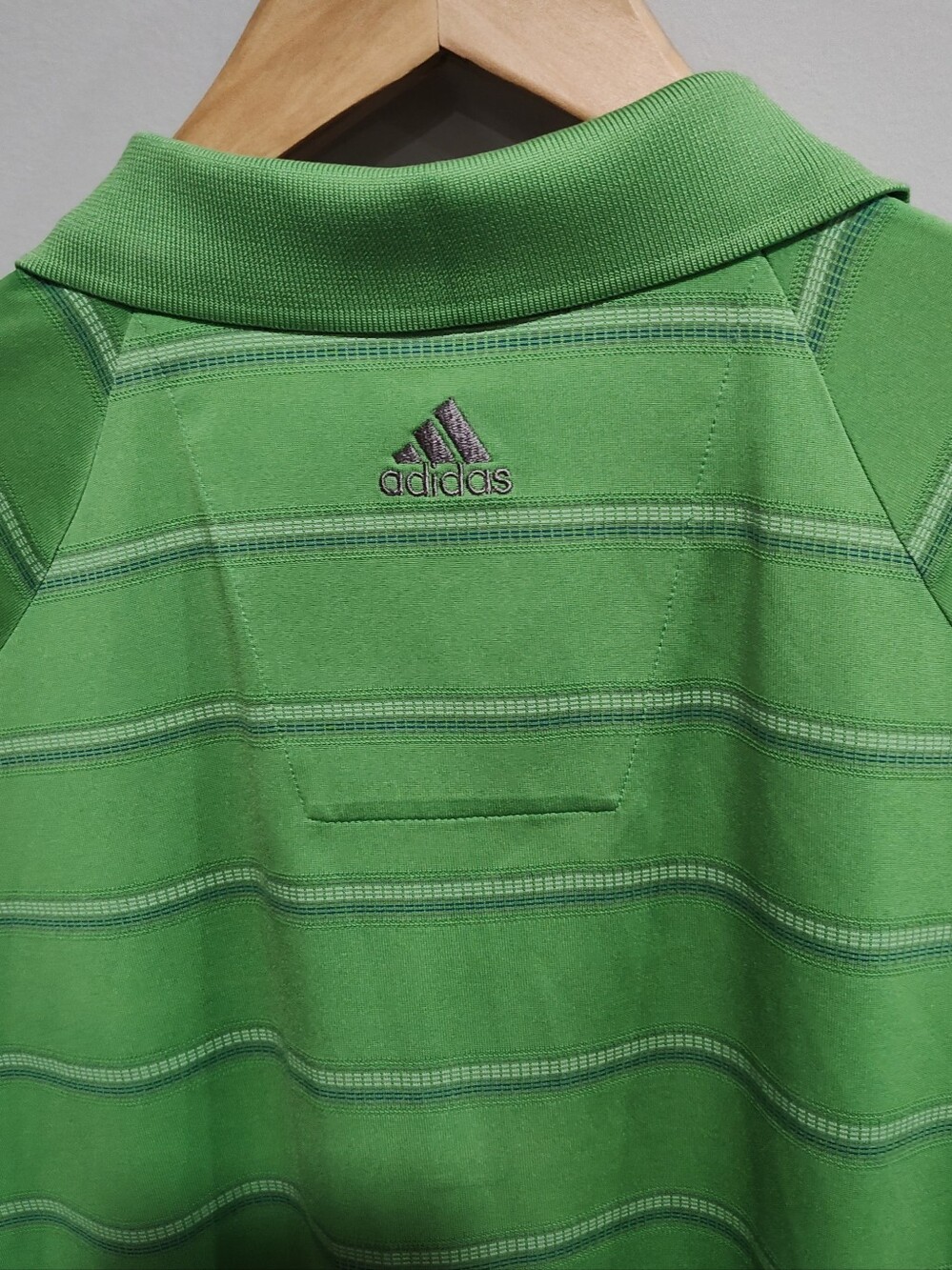 Adidas Climacool Short Sleeve Striped Golf Polo Shirt Green Men's Size Large - Picture 5 of 8
